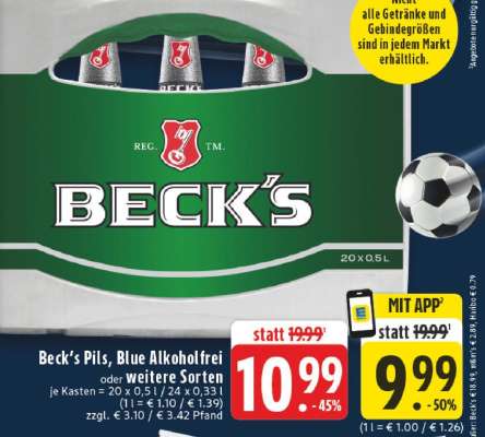 Beck's Pils, Blue Alkoholfrei oder weitere Sorten