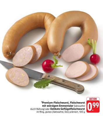 Premium-Fleischwurst, Fleischwurst mit würzigem Emmentaler
