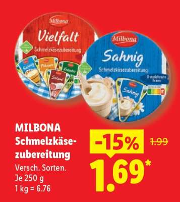 Milbona Schmelzkäsezubereitung