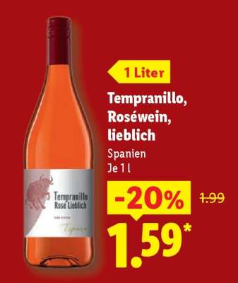 Tempranillo, Roséwein, lieblich