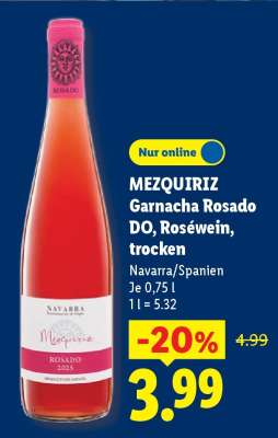 Mezquiriz Garnacha Rosado DO, Roséwein, trocken