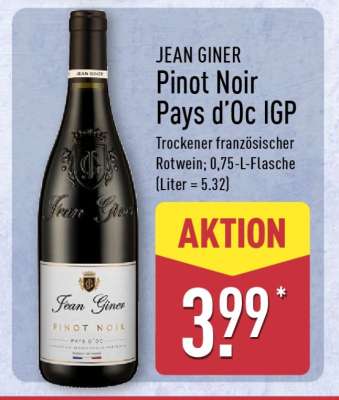 JEAN GINER Pinot Noir Pays d’Oc IGP