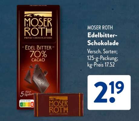 MOSER ROTH Edelbitter-Schokolade