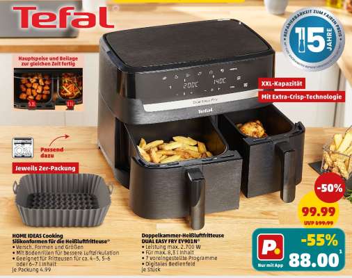 Doppelkammer-Heißluftfritteuse DUAL EASY FRY YY4990