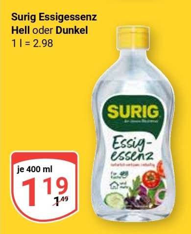 Surig Essigessenz Hell oder Dunkel