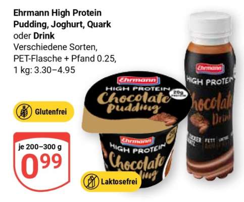 Ehrmann High Protein Pudding, Joghurt, Quark oder Drink