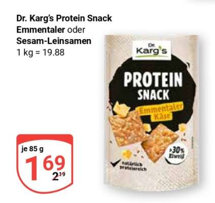 Dr. Karg’s Protein Snack Emmentaler oder Sesam-Leinsamen