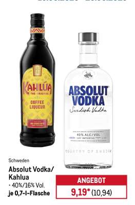 Absolut Vodka/ Kahlua