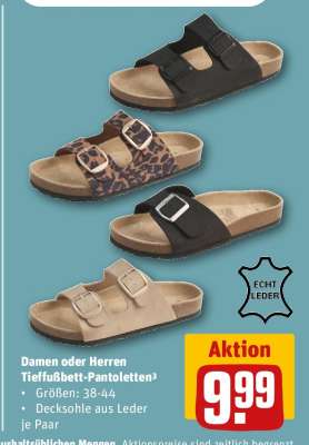 Damen- oder Herren Tieffußbett-Pantoletten