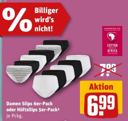 Damen Slips 6er-Pack oder Hüftslips 5er-Pack