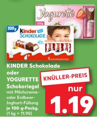 KINDER Schokolade oder YOGURETTE
