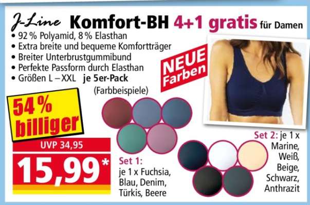 J-Line Komfort-BH 4+1 gratis für Damen