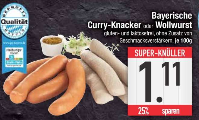 Bayerische Curry-Knacker oder Wollwurst