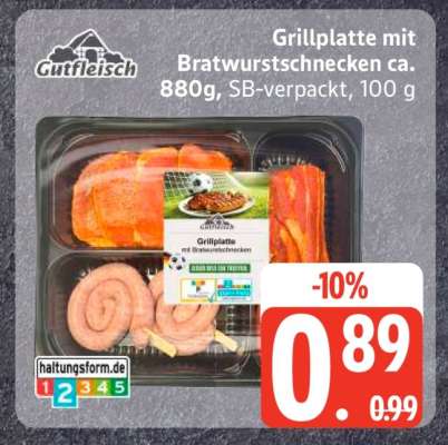 Grillplatte mit Bratwurstschnecken