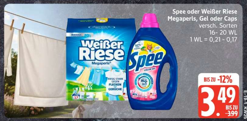 Spee oder Weißer Riese Megaperls, Gel oder Caps