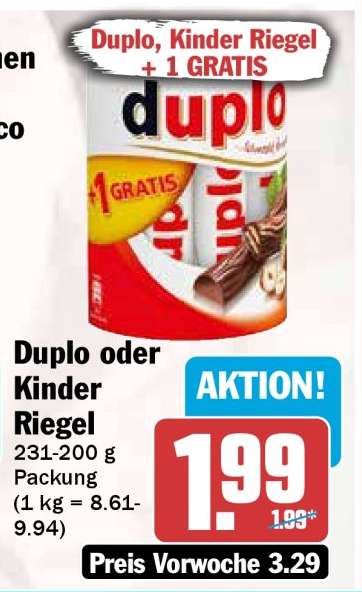 Duplo oder Kinder Riegel
