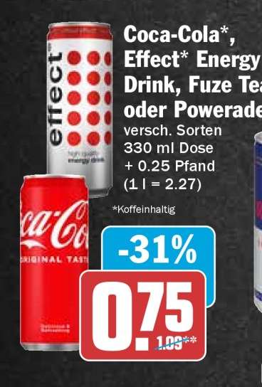 Coca-Cola*, Effect* Energy Drink, Fuze Tea oder Powerade