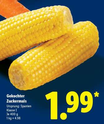 Gekochter Zuckermais