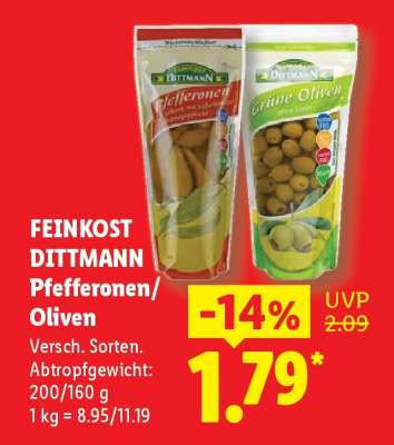 FEINKOST DITTMANN Pfefferonen/Oliven