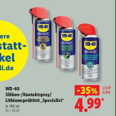 WD-40 Silikon-/Kontaktspray/Lithiumsprühfett „Specialist“