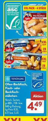 Ofen-Backfisch, Fisch- oder Backfischstäbchen
