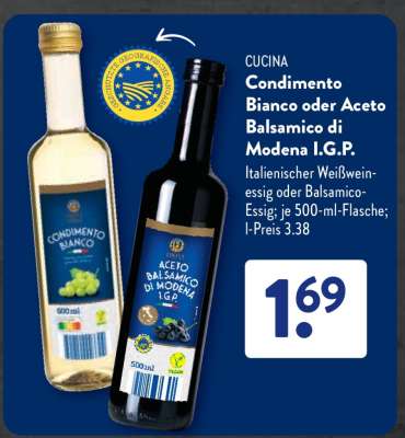 Condimento Bianco oder Aceto Balsamico di Modena I.G.P.