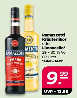 Ramazzotti Kräuterlikör oder Limoncello