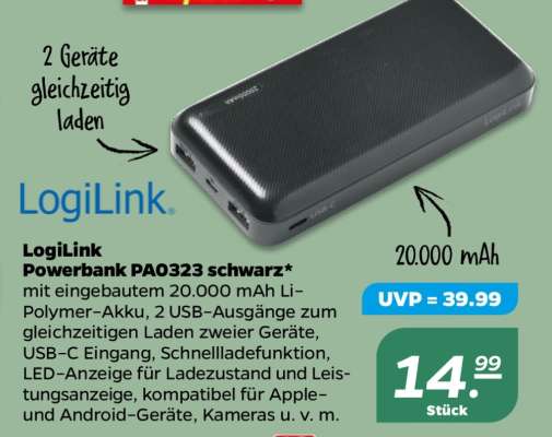 LOGILINK Powerbank PA0323 schwarz