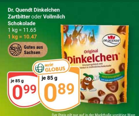 Dr. Quendt Dinkelchen Zartbitter oder Vollmilch Schokolade
