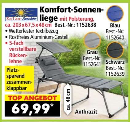 Komfort-Sonnenliege mit Polsterung