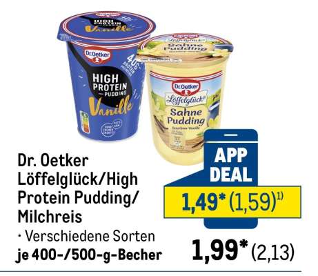 Dr. Oetker Löffelglück/High Protein Pudding/Milchreis