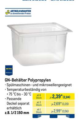 GN-Behälter Polypropylen