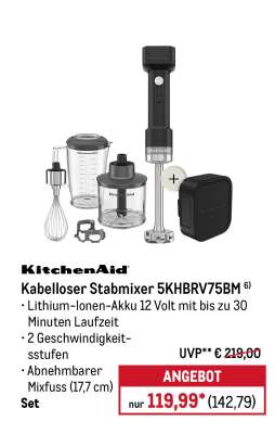 KitchenAid Kabelloser Stabmixer 5KHBRV75BM