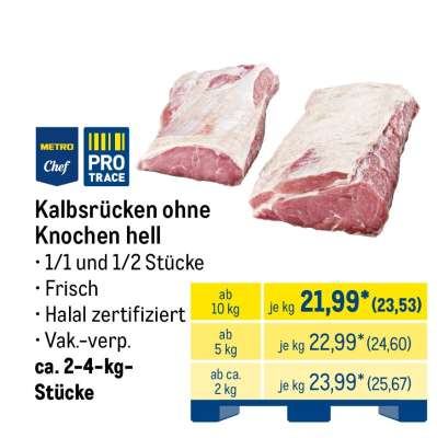 Kalbsrücken ohne Knochen hell