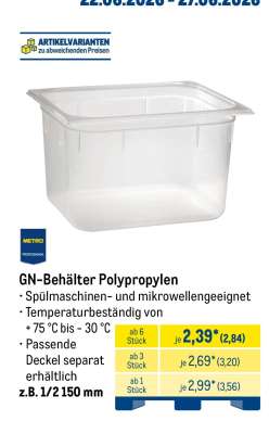 GN-Behälter Polypropylen