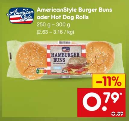AmericanStyle Burger Buns oder Hot Dog Rolls