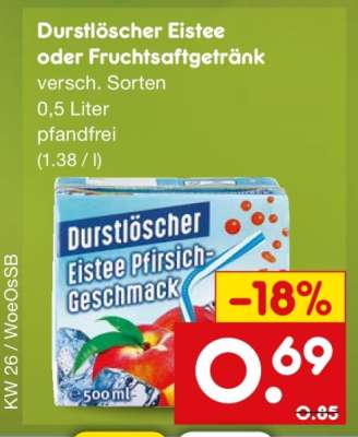 Durstlöscher Eistee oder Fruchtsaftgetränk