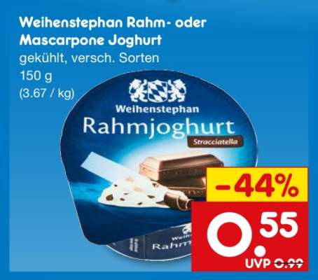Weihenstephan Rahm oder Mascarpone Joghurt