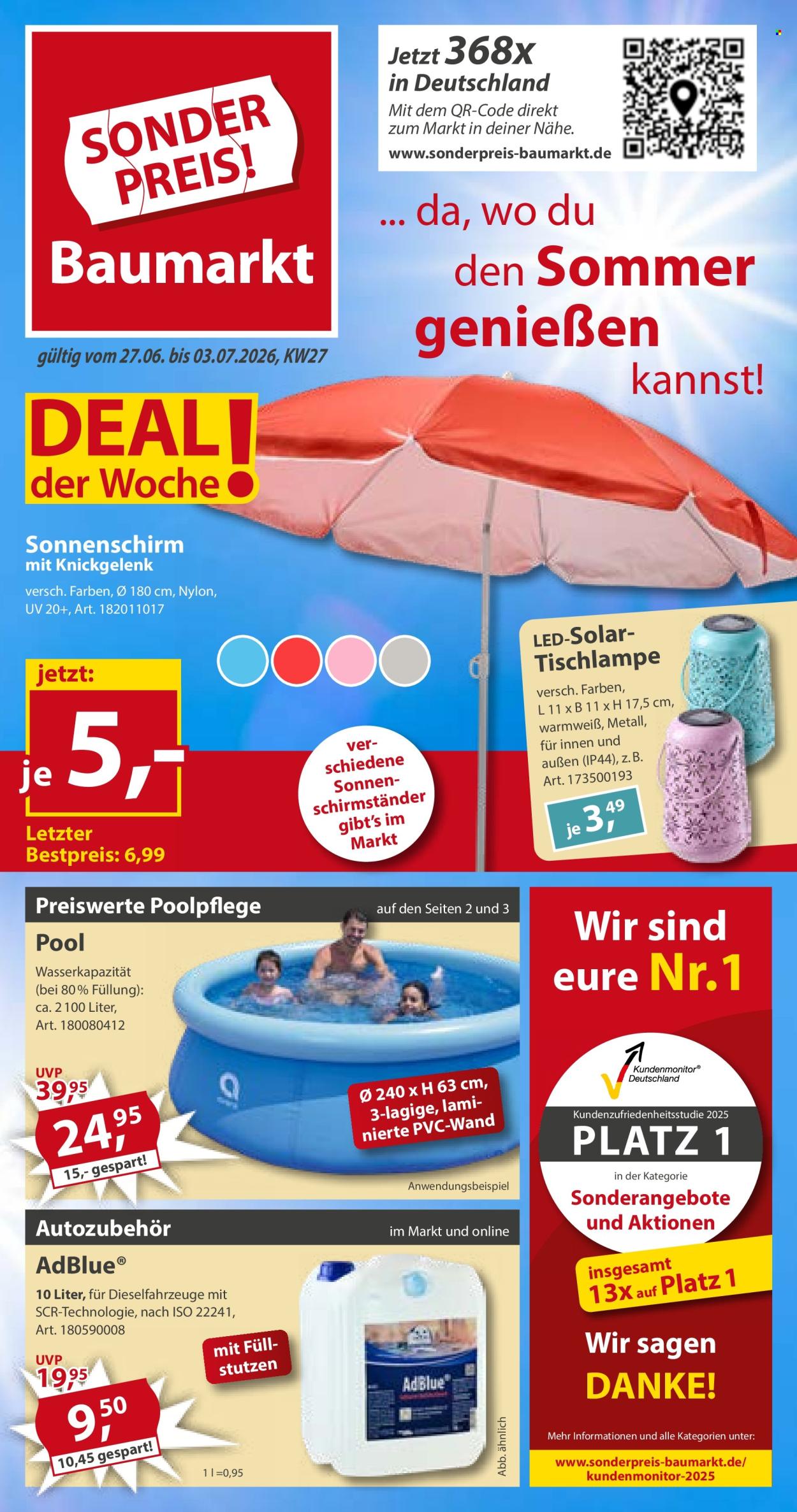 Sonderpreis-Baumarkt Prospekte  - 27.06.2026 - 3.07.2026. Seite 1