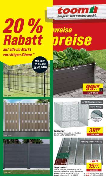 Prospekte toom Baumarkt - 20.06.2026 - 26.06.2026.