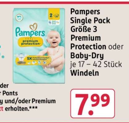 Pampers Single Pack Größe 3 Premium Protection oder Baby-Dry