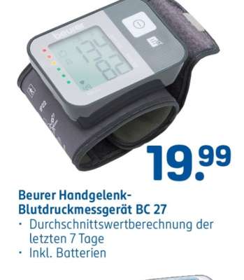 Beurer Handgelenk-Blutdruckmessgerät BC 27