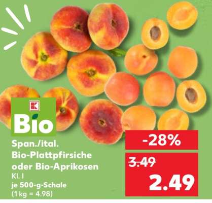 Span./ital. Bio-Plattpfirsiche oder Bio-Aprikosen