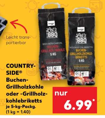 COUNTRYSIDE® Buchen-Grillholzkohle oder -Grillholzkohlebriketts