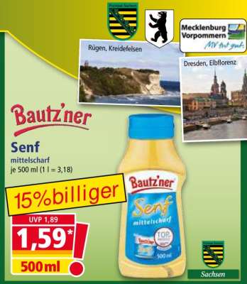 BAUTZ'NER Senf Mittelscharf