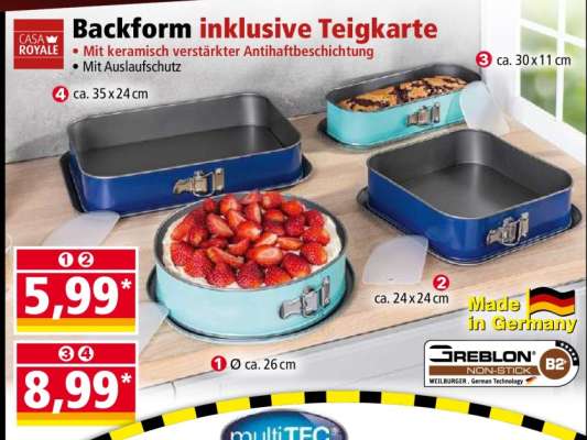 Backform inklusive Teigkarte