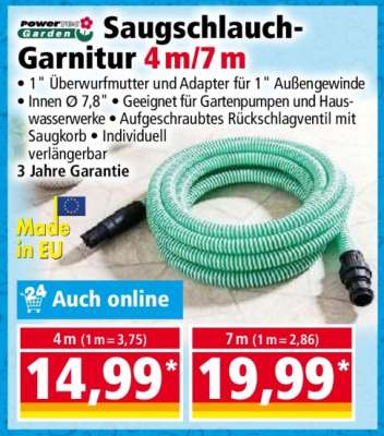 Saugschlauch-Garnitur 4 m/7 m