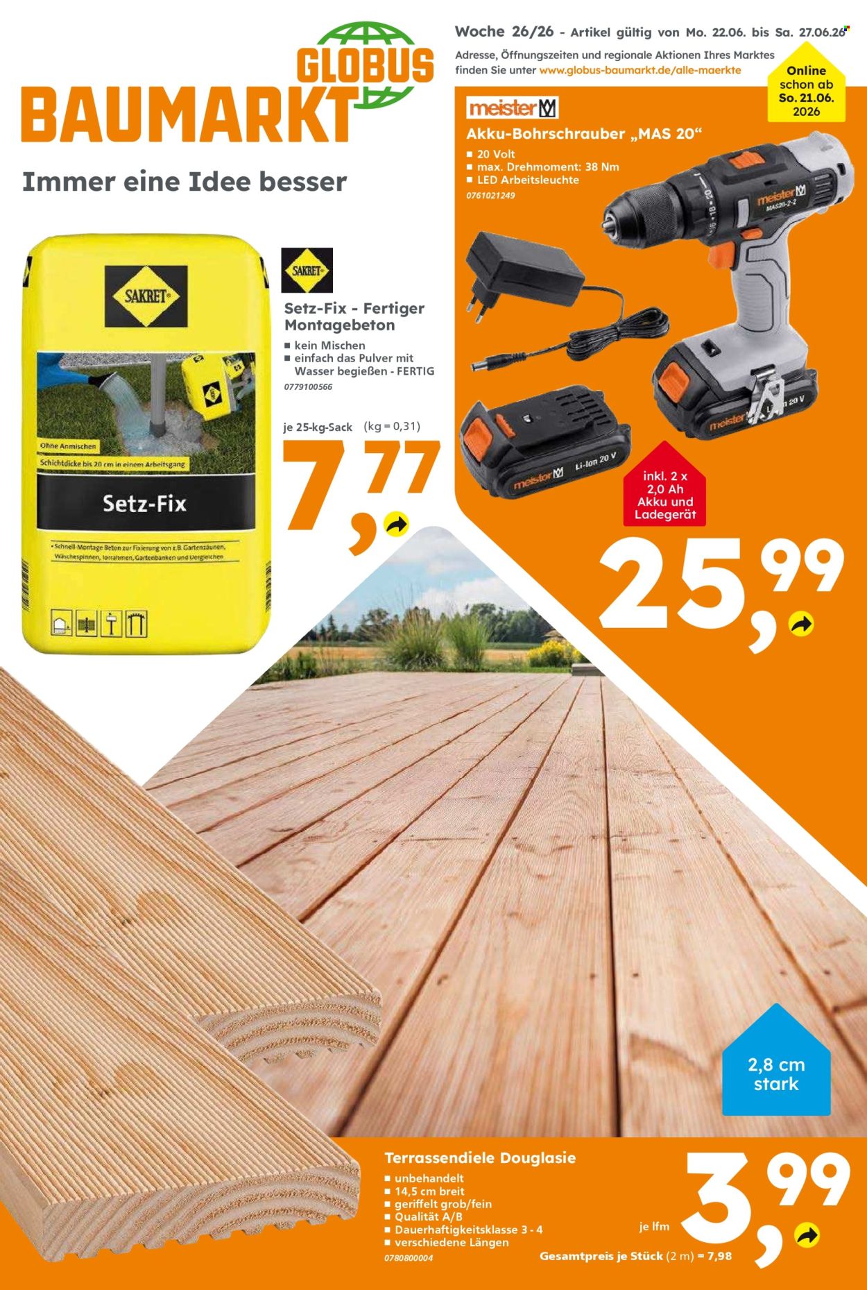 Globus Baumarkt Prospekte  - 22.06.2026 - 27.06.2026. Seite 1