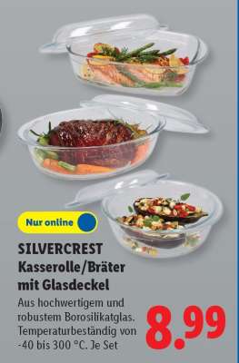 SILVERCREST Kasserolle/Bräter mit Glasdeckel