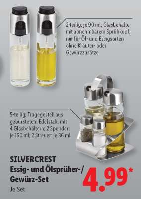 SILVERCREST Essig- und Ölsprüher-/Gewürz-Set